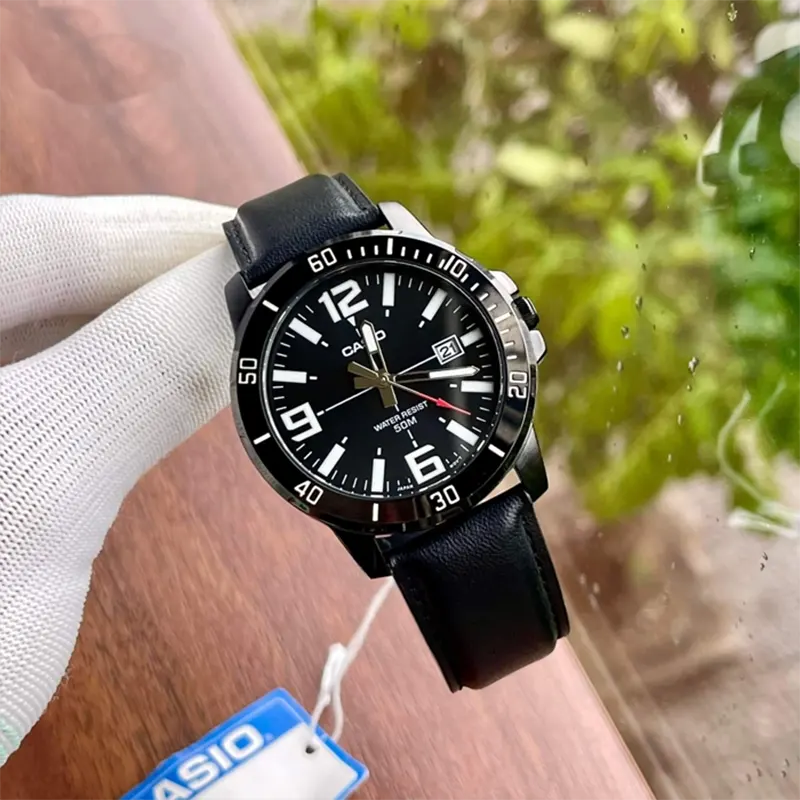 Casio Japan Quartz Enticer Black Dial Men's Watch- MTP-VD01BL-1BV